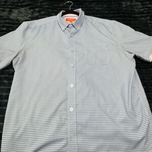 Johnston & Murphy Short-Sleeve Button-Down in Light Blue Micro Pattern